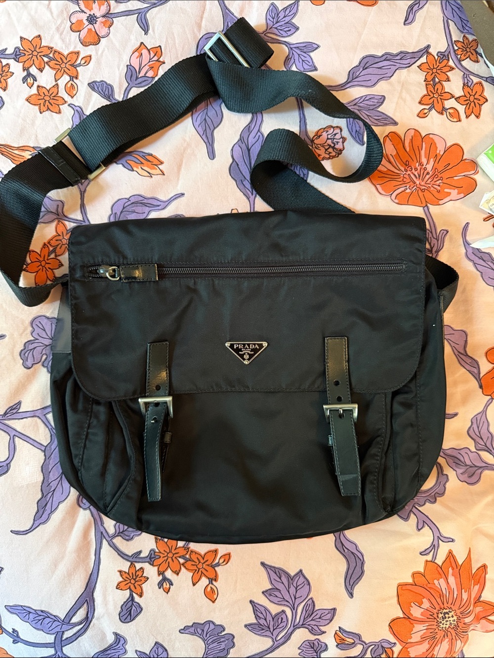 Prada Black Nylon Crossbody Messenger Bag